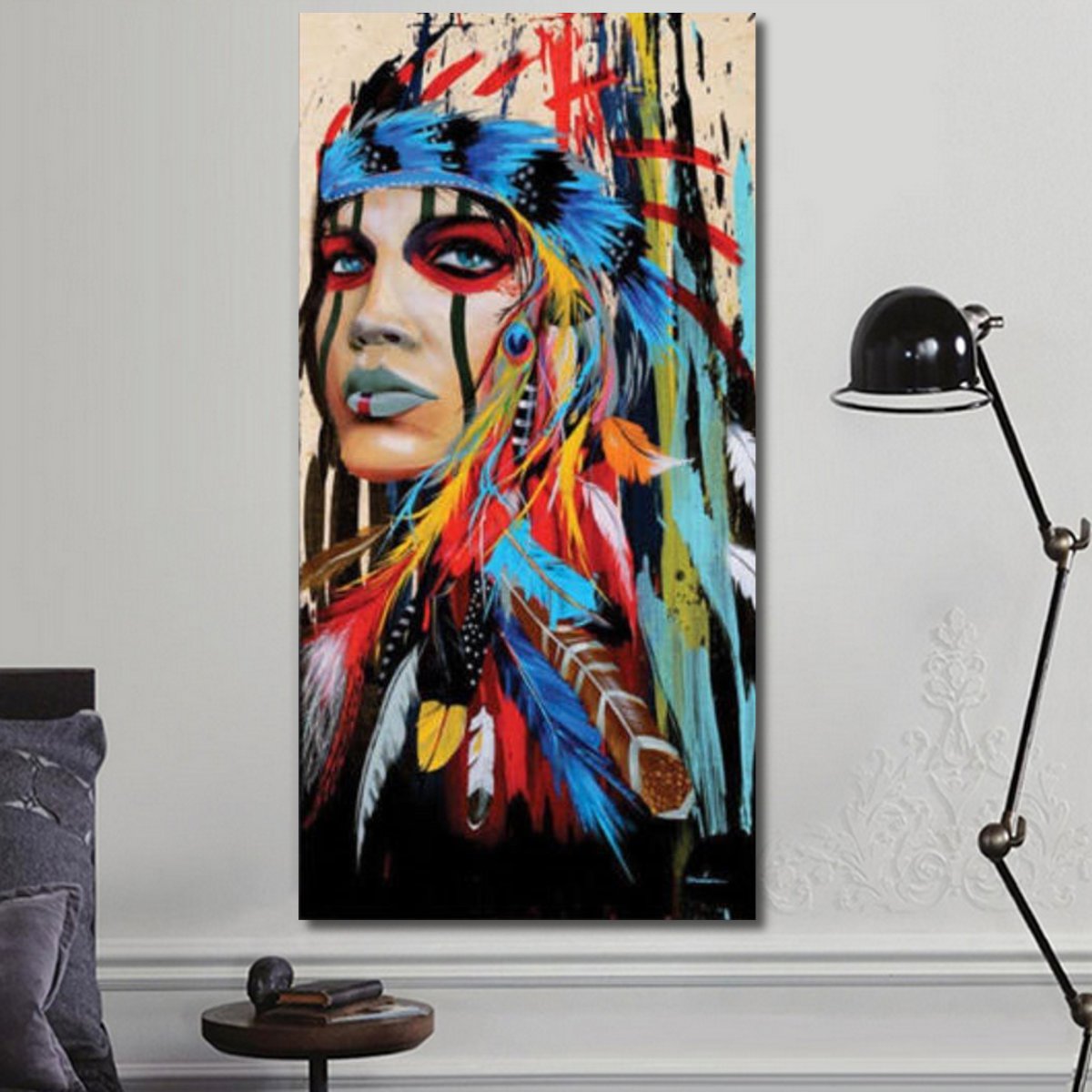 Fashion Woman Abstract Indian Canvas Oil Painting Print Picture Wall Art Decor
