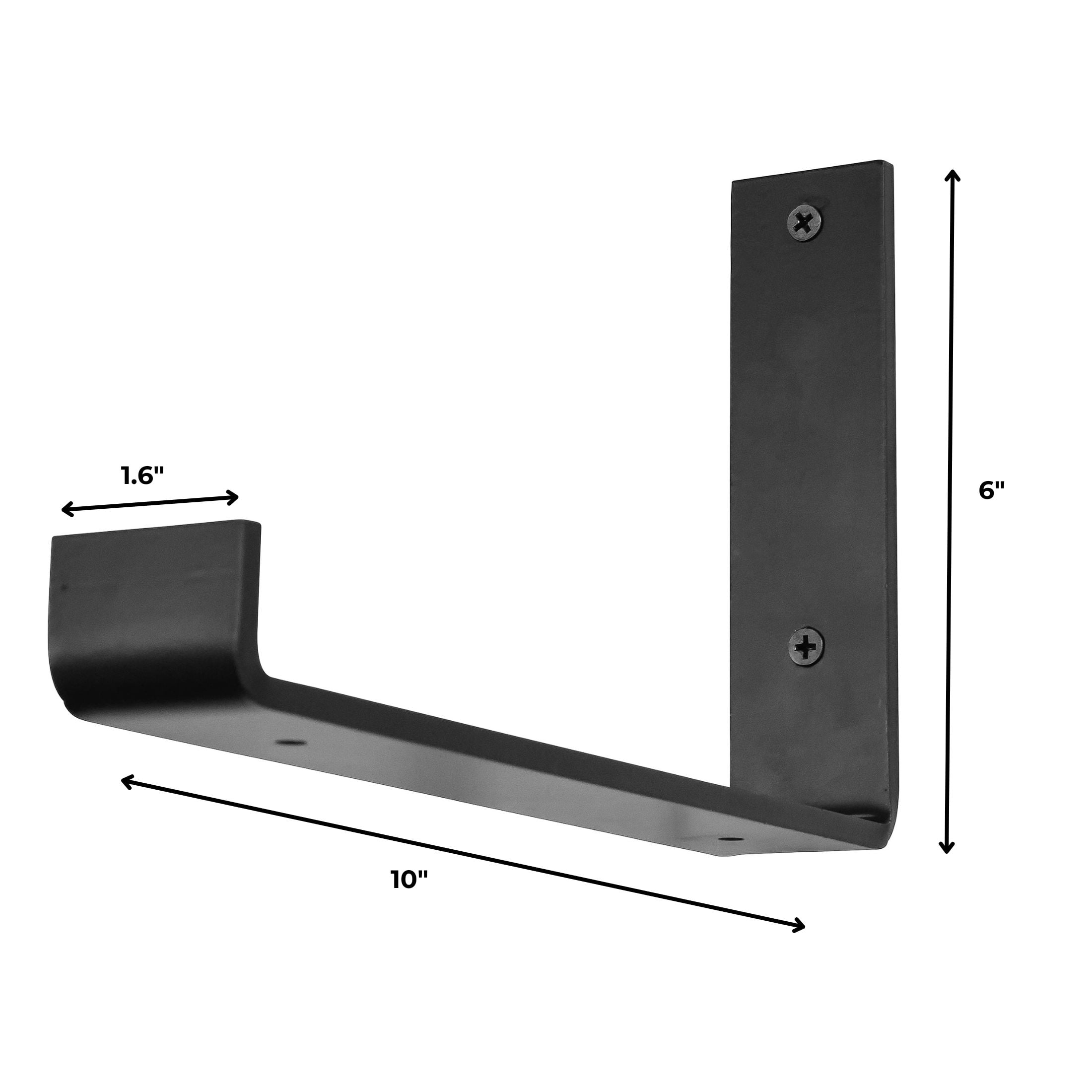 (2 pack) 10-inch L Shape Steel Shelf Bracket, Black, Mounting Hardware Included, 88 lb Capacity