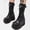 Black, variant on Women's Thick Sole Ankle Boots Round Toe Lace Up Buckle Strap Chunky Heel Military Booties Goth Punk Fashion Fall Winter Casual Botines Mujer