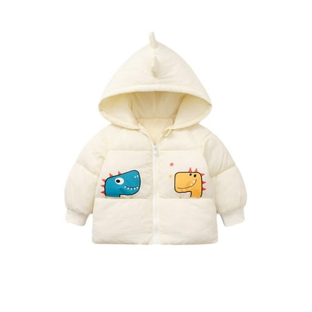 

Toddler Baby Boy Girl Winter Coat 3D Dinosaur Hooded Jackets Fleece Lined Down Puffer Jacket Zip Up Warm Outerwear