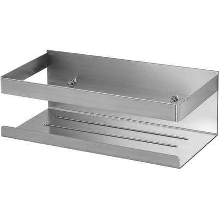 Stainless Steel Wall Shelf, No Drill Adhesive Mount, Bathroom Shower Rack, 23x10x8cm