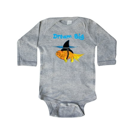 

Inktastic Dream Big Cute Goldfish with Shark Fin Gift Baby Boy or Baby Girl Long Sleeve Bodysuit