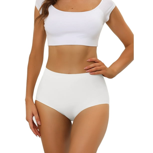 INSPIRAR CHIC Ropa interior hipster sin costuras de mujer, elástica, de talle alto, transpirable, XL, blanca
