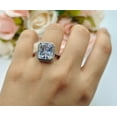 thumbnail image 5 of Halo Emerald Cut Engagement Ring Blue Sapphire CZ 925 Sterling Silver Size 5, 5 of 7