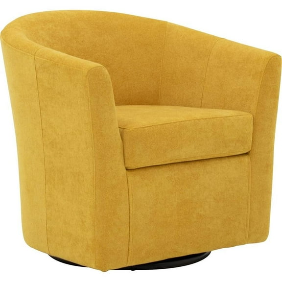 Fox Hill Trading Windsor 19"H Traditional Fabric Swivel Club Chair in Yellow