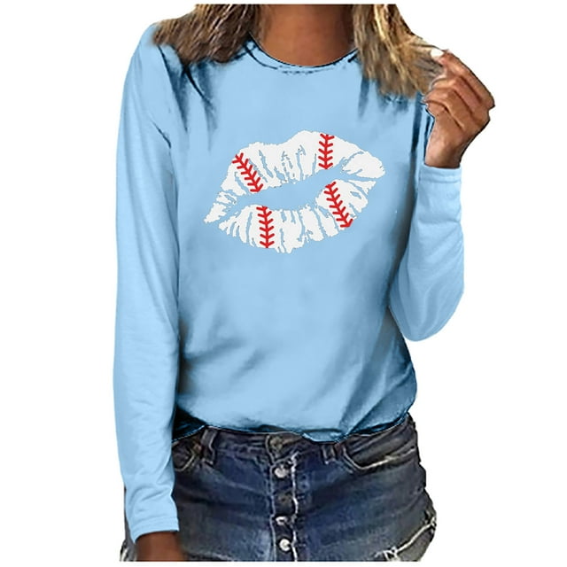 Leutsin T-shirt Blouse Décontractée à Imprimé à Col Rond à Manches Longues pour Femmes