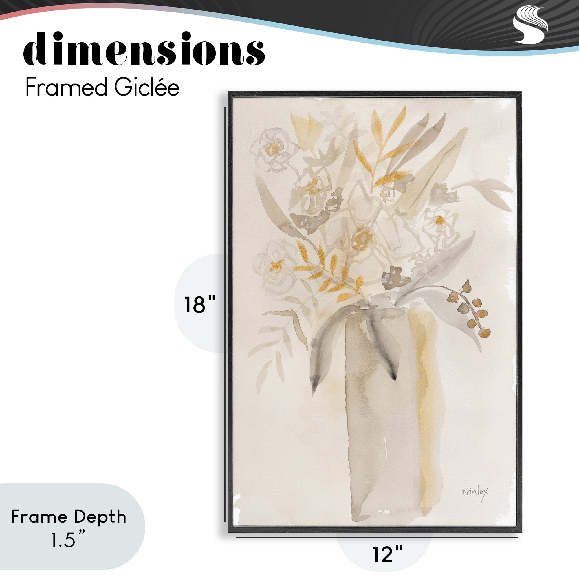 Stupell Industries Earthy Soft Flower Vase Black Framed Giclee Art, design by Krinlox