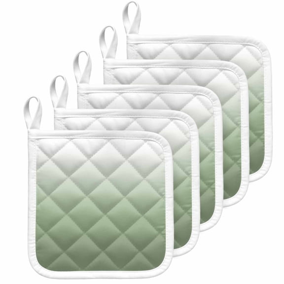 Sage Green Ombre Pot Holders for Kitchen Heatproof Potholder, 5 Pack Modern Sage Green Abstract Art Hot Pads Multipurpose Oven Pads Cloth Potholders Trivet for Cooking Baking