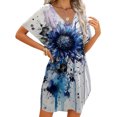 thumbnail image 1 of WILLBEST Robe Évasée Femme Été Décontractée Imprimé Floral Col en V Épaules Dénudées Manches Robe Imprimée Été, 1 of 3