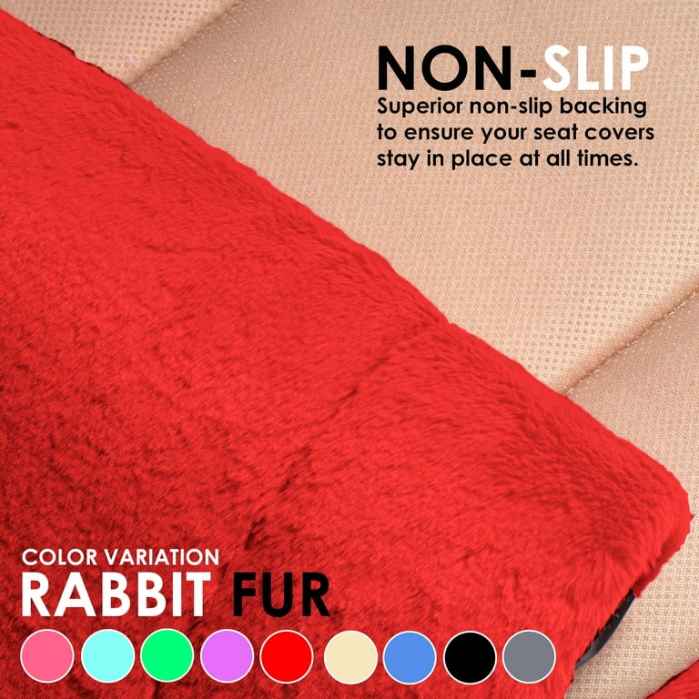 FH Group Doe16 Faux Rabbit Fur Car Seat Cushions
