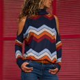 thumbnail image 1 of Women Fashion Cold Shoulder Blouse Geometric Floral Print Jumper Ladies Top, 1 of 4