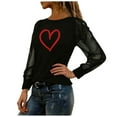 thumbnail image 4 of YTCAMLO Mesh Long Sleeve Womens Blouses Trendy Cute Love Heart Valentines Shirts Lightweight Round Neck Tunic Tops Dressy Outfits, 4 of 7