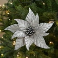 thumbnail image 4 of HCBY Artificial Glitter Magnolia Flowers Christmas Poinsettia Ornaments for Christmas Tree Wreath Garland Xmas New Year Decoration Gift Idea(Gray,9.8"), 4 of 6