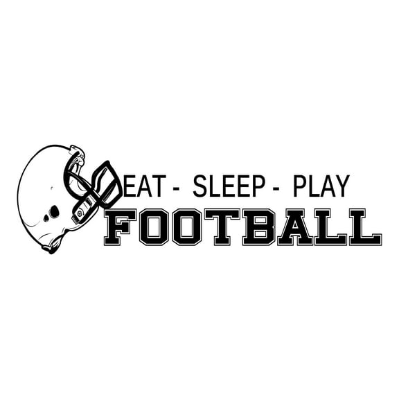 Holiday Gift Boys Eat Sleep Play Football Motivational Sports Wall Decal Decoration Sports Sticker for Boy's Bedroom Decal Decor Lasts Years and Easily Removable - Size: 12 in x 4 in