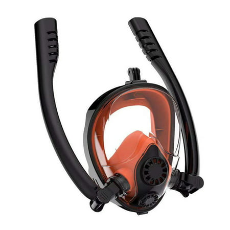 2019 New Design Double Snorkels Advanced Breathing System Diving Mask Scuba Mask Underwater Anti Fog Full Face Snorkeling Mask Women Men Kids Swimming Snorkel Diving (Best Scuba Diving Mask 2019)