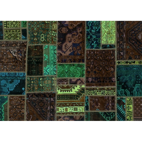 Ahgly Company Machine Washable Indoor Rectangle Oriental Turquoise Blue Modern Area Rugs, 5' x 8'