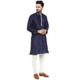 thumbnail image 2 of SKAVIJ Men's Kurta Pajama Set Embroidered Art Silk Party Dress Brown S, 2 of 6