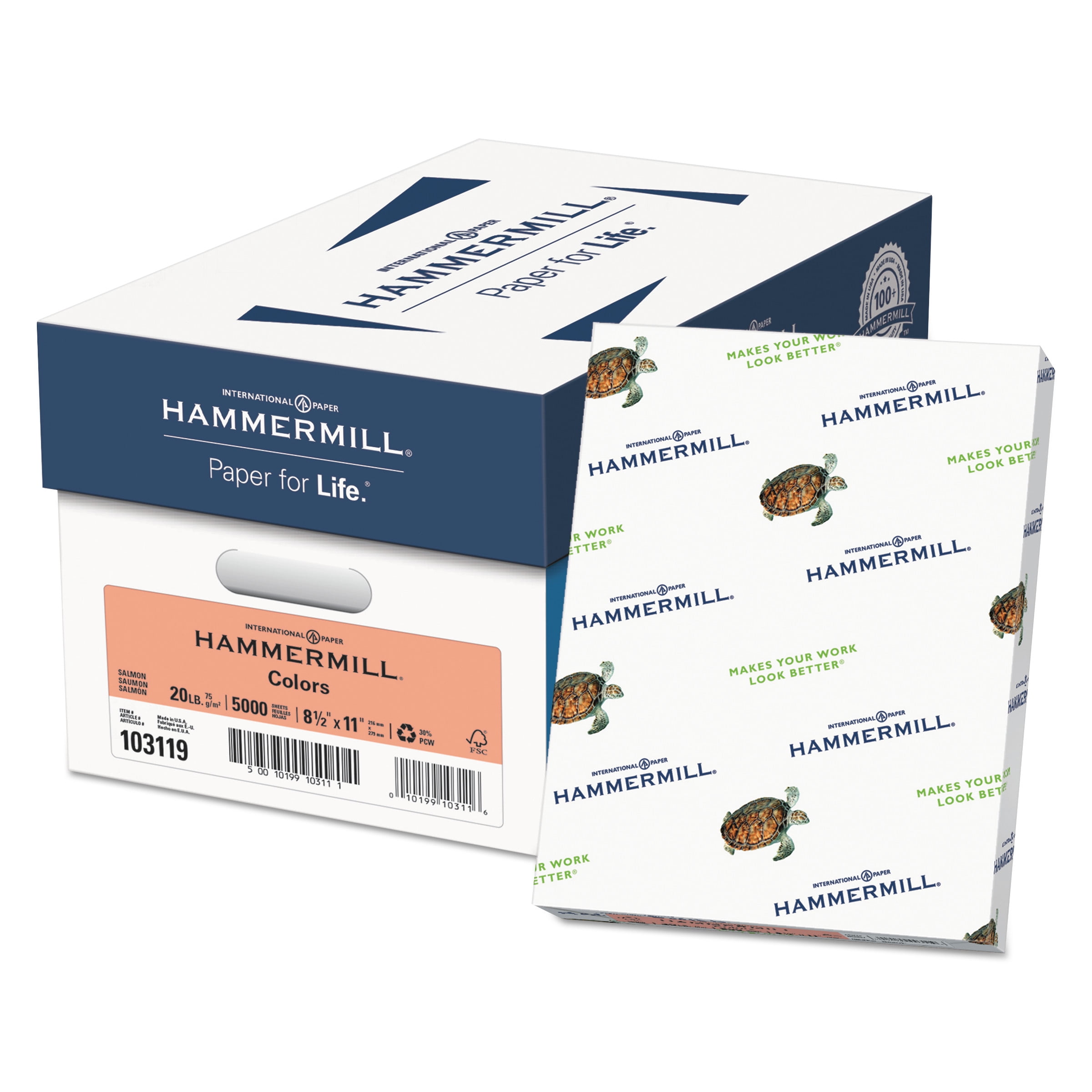 20lb Buff 8-1/2 x 11 5000 Sheets/Carton Hammermill Recycled Colored Paper 