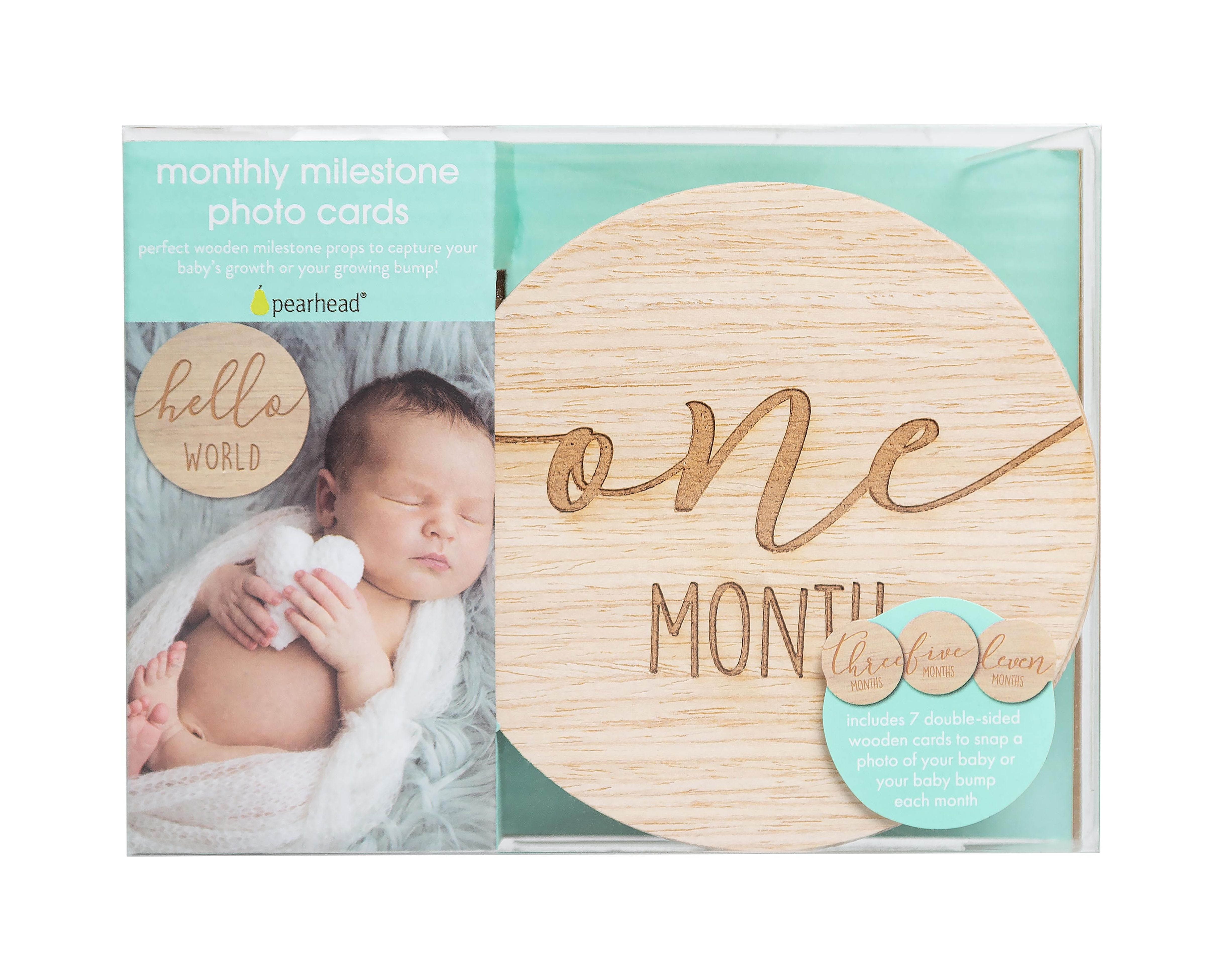Produktbild von Pearhead Wooden Baby Age Milestone Blocks, Monthly Photo Prop For