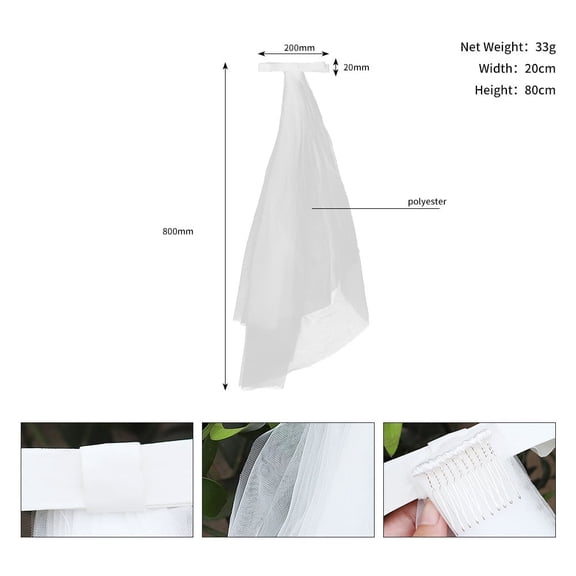 Namzi-b Bridal Hair Bow Veil Bow Clip Party Decorations Accessories Bride to Be Bridal Shower Gift，White D