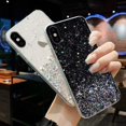 thumbnail image 5 of Estuche con purpurina compatible con iPhone 12 Mini, estuche brillante con estrellas brillantes para niñas y mujeres, estuche protector de TPU suave transparente a prueba de golpes, color negro, 5 of 5