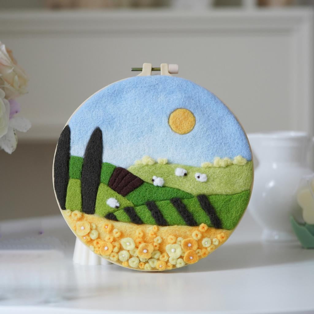 FVDPWYE 2x Landscape Wool Needle Felting Kit Beginner Kids DIY Christmas