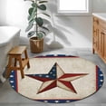thumbnail image 4 of Independence Day Washable Round Area Rug 3.3 ft, Retro Blue Red Stars Linen Texture, Soft Non Slip Rugs Stain Repellent Indoor Felt Carpet for Living Dining Room Bedroom Home Office, 4 of 9