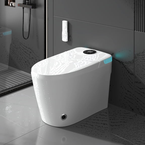 Amicliber Smart Toilet With Built-In Bidet, Bidet Toilet With Heated Seat, Multiple Cleaning Modes, One Piece Toilets With Child Mode, Dual Flush, Warm Water & Dryer, Self-Cleaning Nozzle