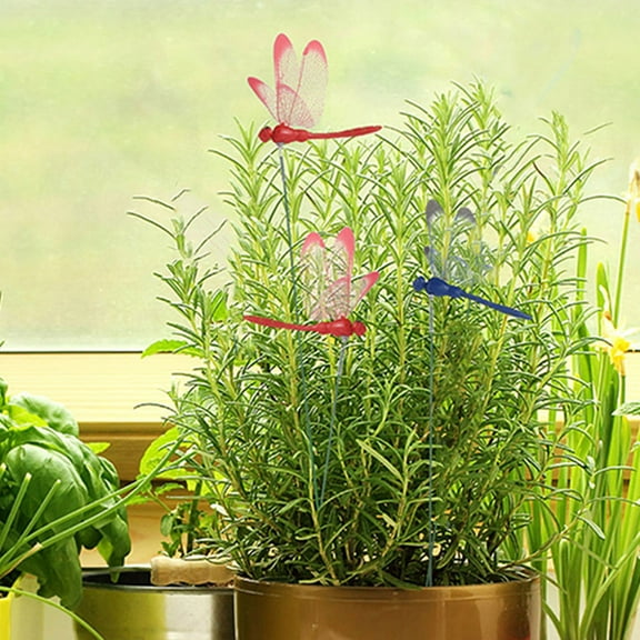 TAILTOSS Garden Ornaments 24Pcs Dragonfly Stakes Assorted Color 12X2.2X0.3In for Homeowners