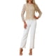 thumbnail image 2 of INSPIRAR CHIC Blusa elegante de mujer con encaje, manga larga, cuello con volantes y dobladillo peplum, color melocotón blanco, talla XS, 2 of 6