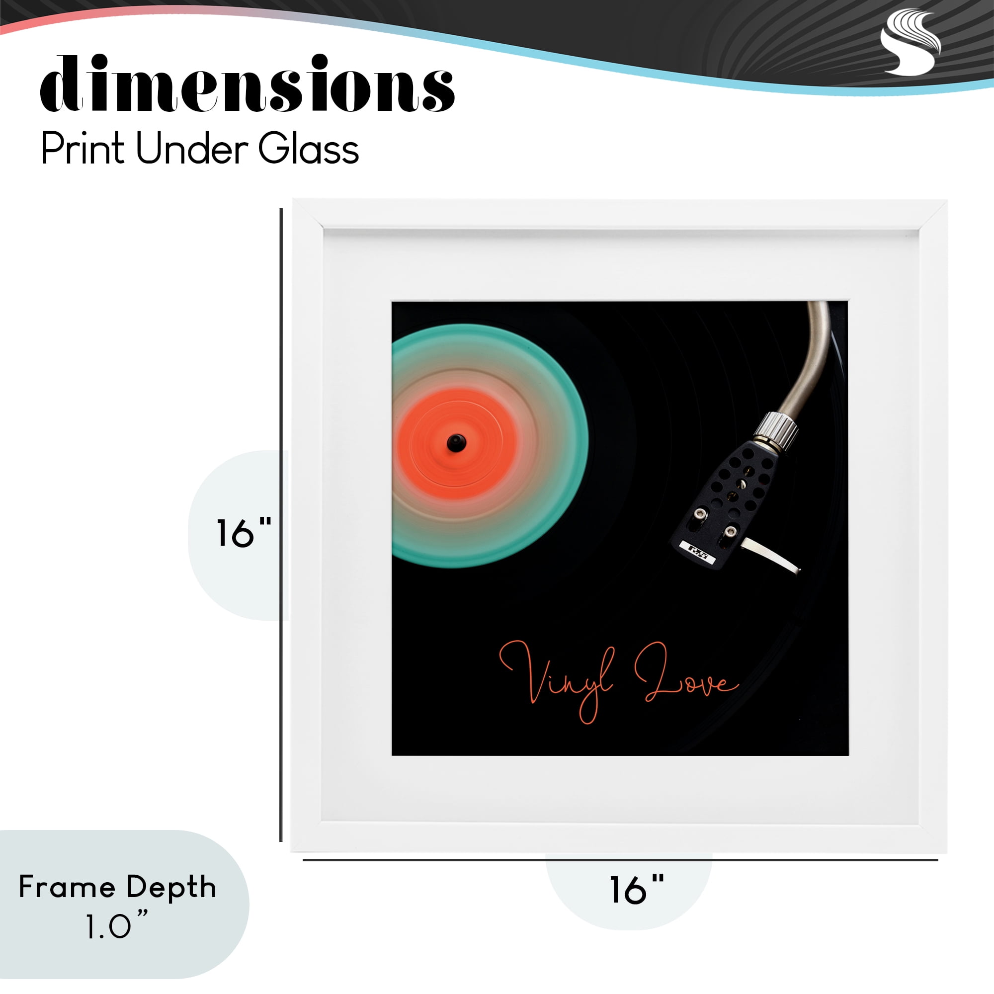 Stupell Industries Spinning Record Vinyl Love White Framed Print Under Glass, design by Tom Quartermaine