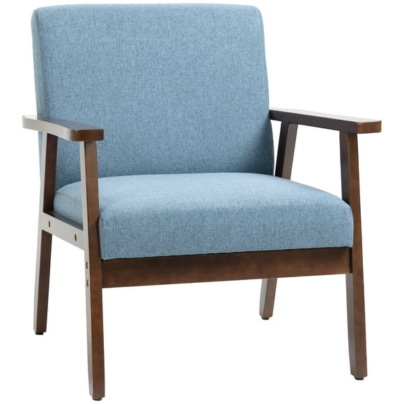 HOMCOM Modern Accent Chair with Cushioned Seat and Rubberwood Frame