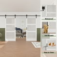 thumbnail image 5 of 36'' x 84'' 3-Piece Glass and Manufactured Wood Double Sliding Barn Door with Installation Hardware Kit Set, 5 of 7
