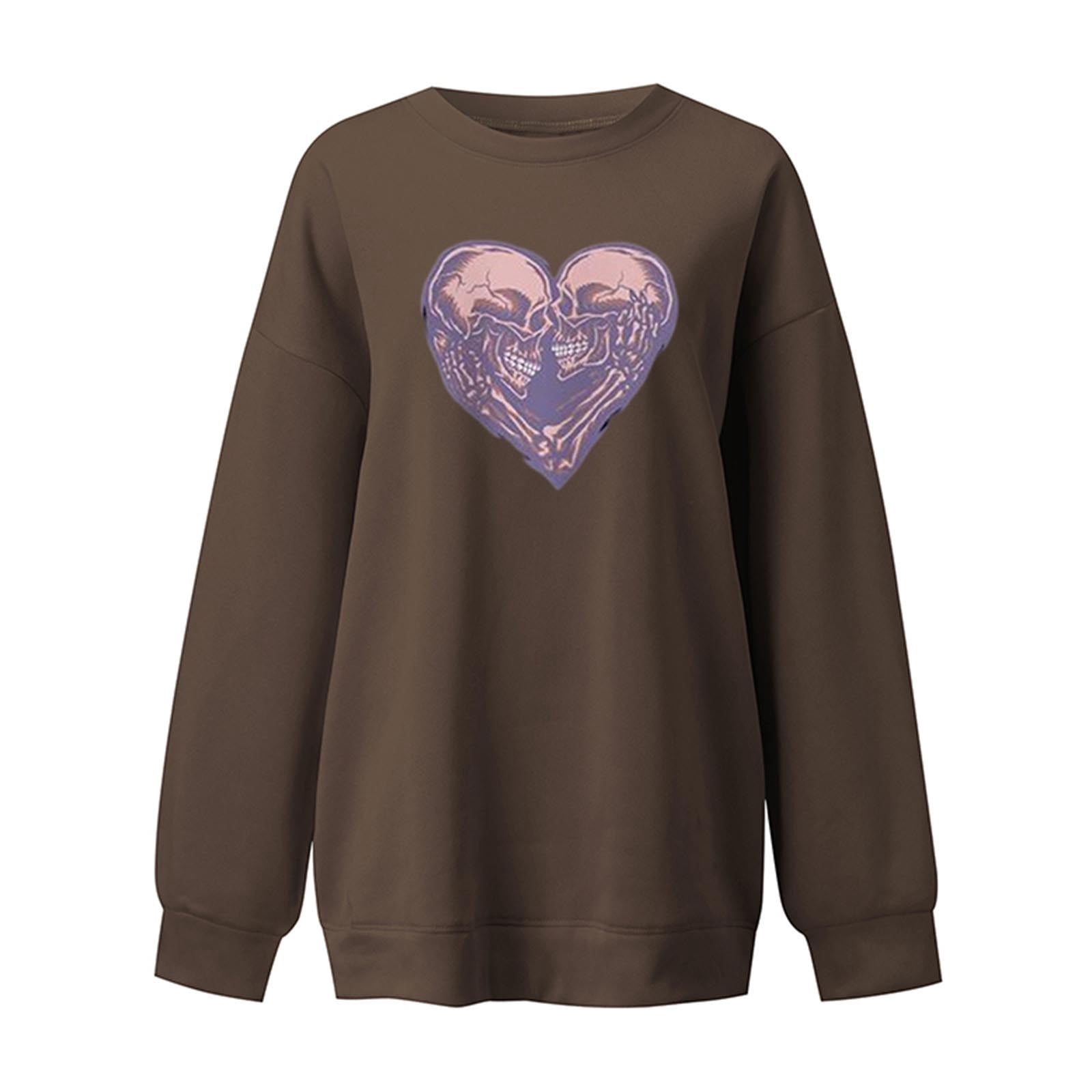 Print Round-Neck Pullover Tops 