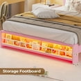 thumbnail image 6 of Queen Size Princess Bed with LED Lights & Charging Station, Queen Size Platform Bed Frame with Hidden Storage Headborad,Noise-Free/Easy Assembly, for Girls,Pink, 6 of 8