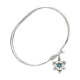 thumbnail image 2 of 7 inch Oval Eye Hook Bangle Bracelet w/ Chastity medal charm w/ December Blue Swarovski Crystal, 2 of 3