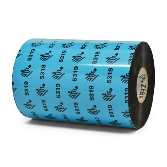 Zebra 5319 Thermal Transfer Wax Ribbon, 4.33" x 1,476', 1" Core, 6 Ribbons