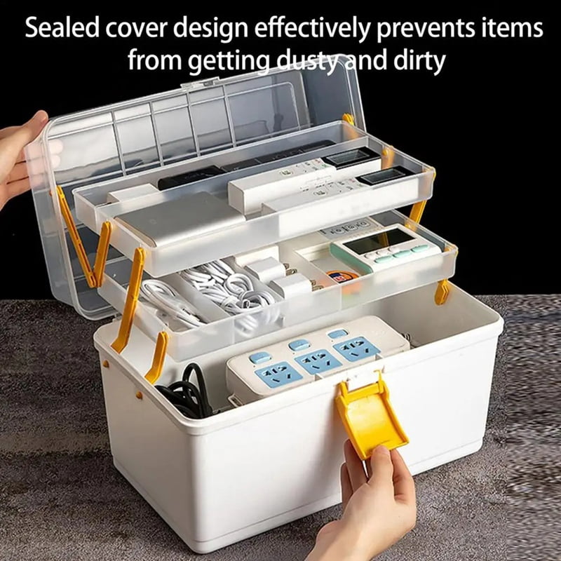 Small Tackle Box with 2 Tray Hardware Organizer Portable Multipurpose Storage Box for Snacks Screws Nuts Lure Case A