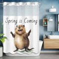 thumbnail image 6 of Groundhog Festival No Hooks Shower Curtain with Snap-in Liner Spring Is Coming Shower Curtains for Bathroom, Waterproof, Easy Install, Washable 72"x96", 6 of 9