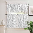 thumbnail image 2 of 3 Piece Kitchen Curtains and Valances Set Black White Branches Cafe Curtains 24 Inch Length Vintage Art Farmhouse Valance & Tier Curtain for Living Room Bedroom Small Window 54"x18"+27"x24"*2, 2 of 6