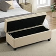 thumbnail image 6 of 51" Fabric Storage Ottoman Bench, Tufted Upholstered Rectangle Storage Bench with Hinge for End of Bed Bedroom Living Room Hallway (Khaki), 6 of 10