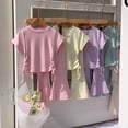 thumbnail image 5 of JUMEYU Little Girl Clothes Girl's Summer Outfits 2 Piece Floral Button Up Ruffle Sleeve Top and Wide Leg Pants Set 4T 5T (Khaki,4-5 Years), 5 of 7