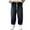 Black, variant on KAUOD Boys Cuffed Drawstring Jeans Elastic Waist Wide Leg Loose Denim Pants Adjustable Roll-Up Hem Straight Streetwear