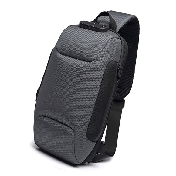 Crossbody Bag, Waterproof Oxford Cloth Chest Pack Chest Bag Sling Bag Foldie Crossbody Bag with USB Interface for Charging Burglarproof Coded Lock for Outdoors Hiking Traveling