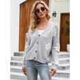 thumbnail image 3 of nine bull Cardigan Sweaters for Women,Long Sleeve Floral Open Front Sweater V Neck Outwear Cardigan (Grey L), 3 of 5