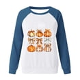 thumbnail image 4 of ChaoHeng Womens Hoodies Thanksgiving Lightweight Print Round Neck Loose Long Sleeve T-shirt Tops Blouse Save Up Under 50%(Blue,S), 4 of 4