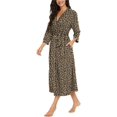thumbnail image 2 of Peignoir pour Femmes Léger à Manches 3/4, Robe de Chambre Kimono à Col en V, Longue Tenue de Nuit, 2 of 5