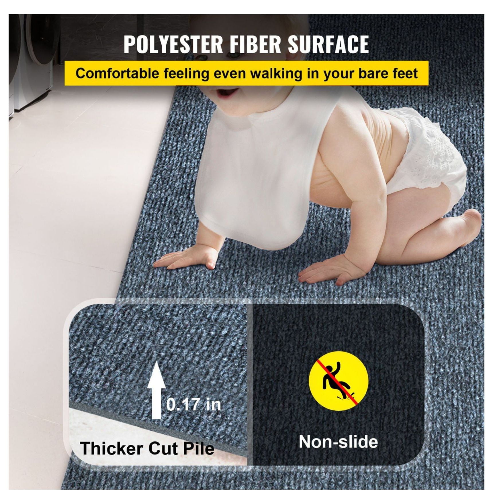 Gray Marine Carpet 6 ft x 23 ft Boat Carpet Rugs Indoor Outdoor Rugs for Patio Deck Anti-Slide TPR Water-Proof Back Cut Outdoor Marine Carpeting Easy Clean Outdoor Carpet Roll 22.9 Ft