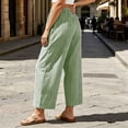 thumbnail image 7 of Admvng Striped Pants for Women Drawstring Waist Casual LooseFit Linen Trousers with Pockets, 7 of 7