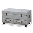 thumbnail image 4 of Baxton Studio Flynn Ottoman Coffre de Rangement à 2 Tiroirs Gris Rembourré, 4 of 12